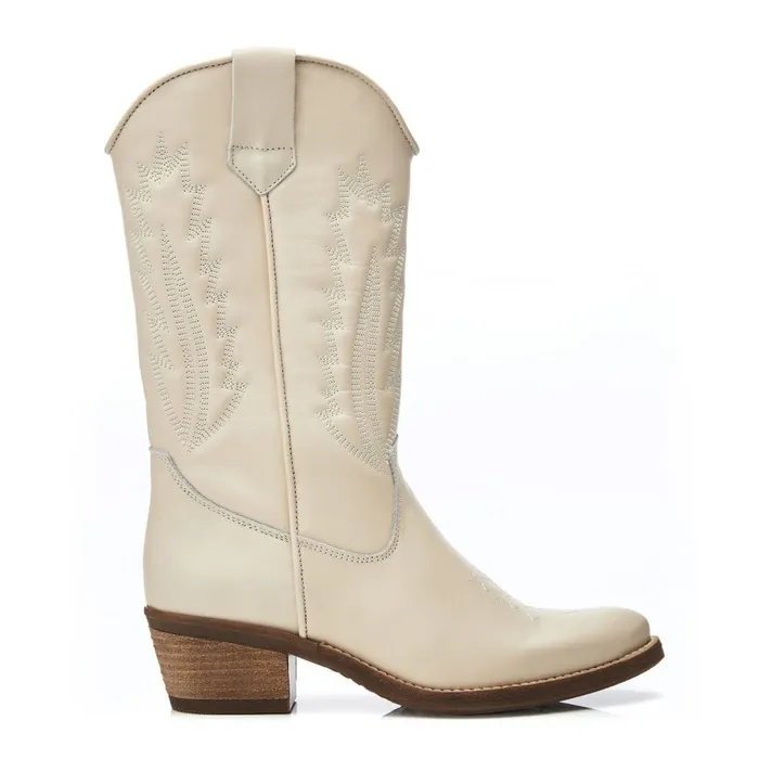 MidCalf Boots Women Moda In Pelle Fanntine Cream Leather MidCalf Boots Women Moda In Pelle Fanntine Cream Leather
