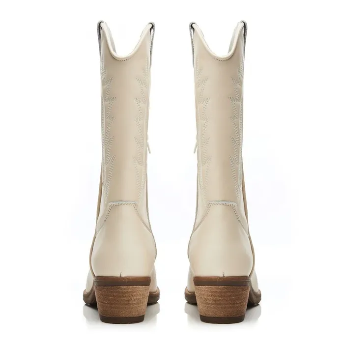 MidCalf Boots Women Moda In Pelle Fanntine Cream Leather MidCalf Boots Women Moda In Pelle Fanntine Cream Leather