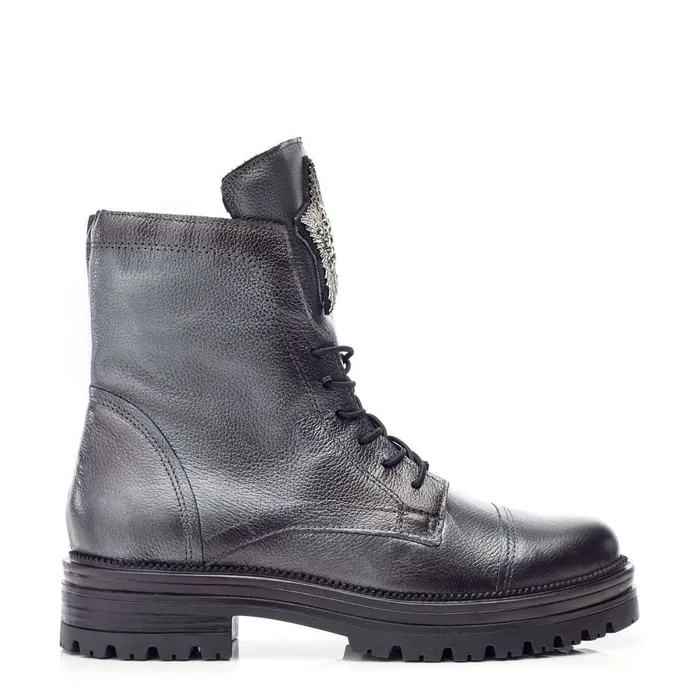MidCalf Boots Women Moda In Pelle Oakleigh Dark Pewter Leather