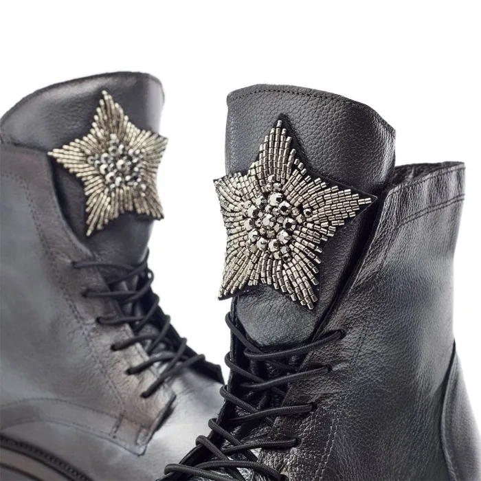 MidCalf Boots Women Moda In Pelle Oakleigh Dark Pewter Leather