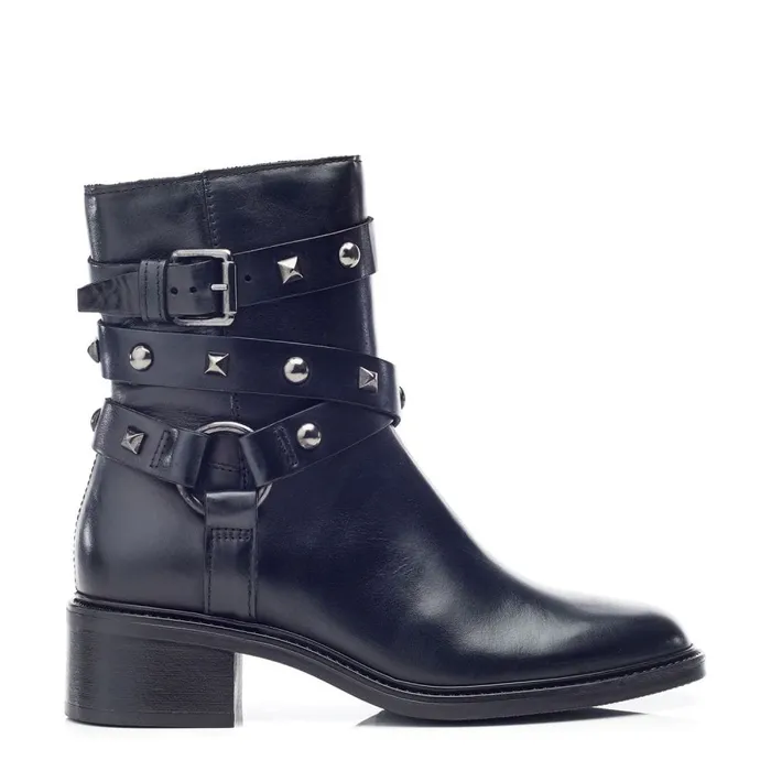 MidCalf Boots Women Moda In Pelle Orsun Black Leather