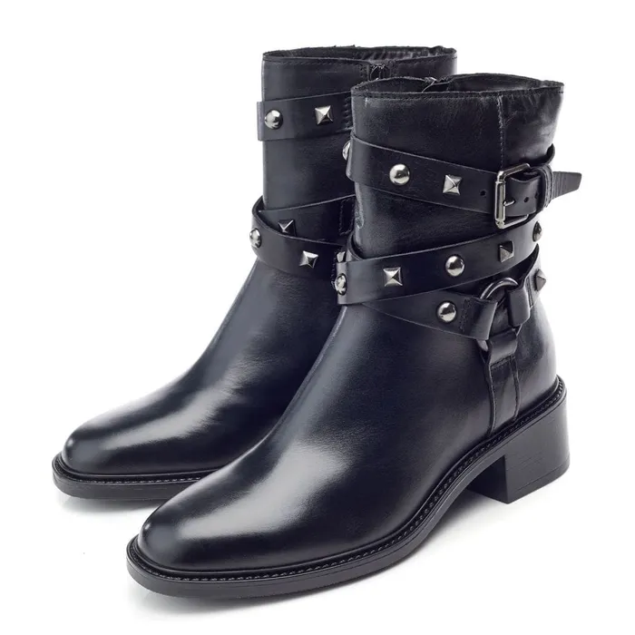 MidCalf Boots Women Moda In Pelle Orsun Black Leather