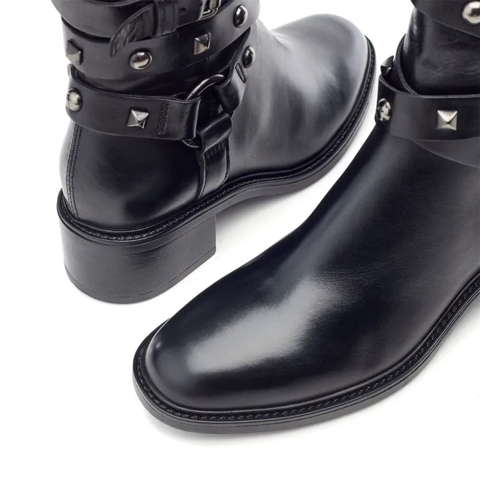 MidCalf Boots Women Moda In Pelle Orsun Black Leather