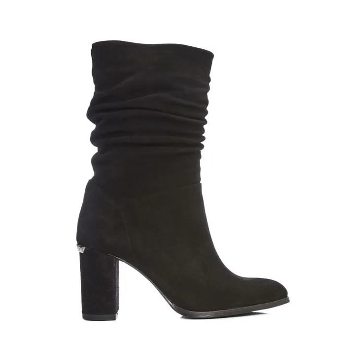 MidCalf Boots Women Moda In Pelle Rogue Black Suede