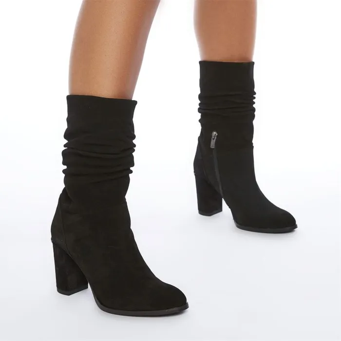 MidCalf Boots Women Moda In Pelle Rogue Black Suede