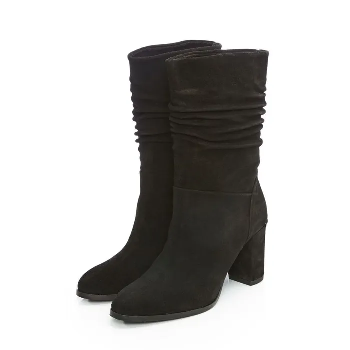 MidCalf Boots Women Moda In Pelle Rogue Black Suede