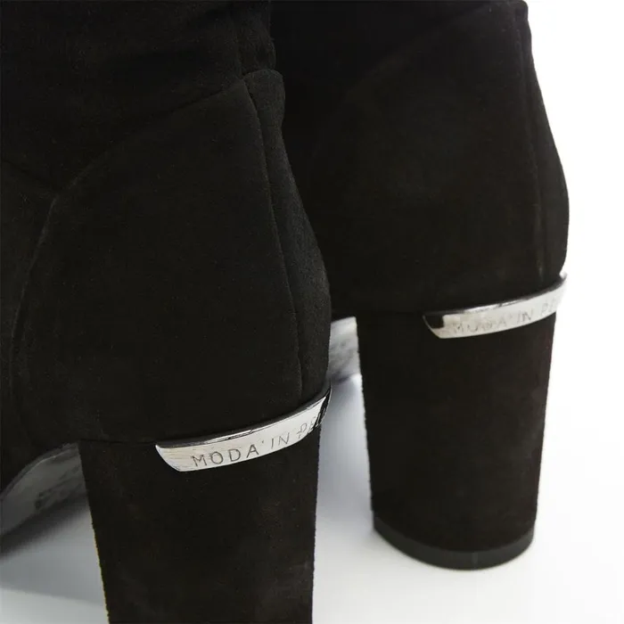 MidCalf Boots Women Moda In Pelle Rogue Black Suede