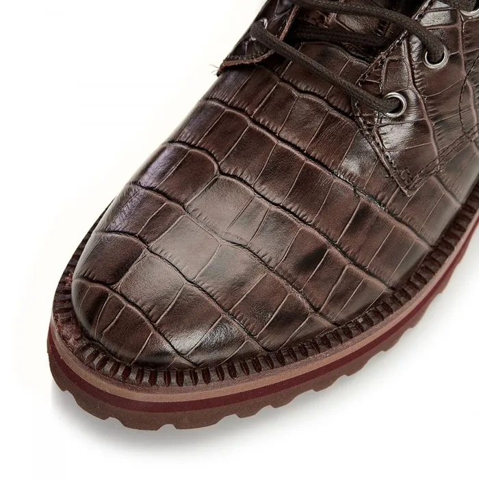 MidCalf Boots Women Moda In Pelle Shoon Sh Gator Brown Croc