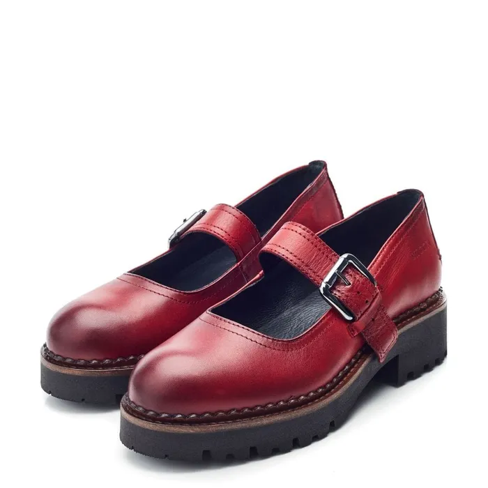 Mid Heel Shoes Women Moda In Pelle Shoon Sh Emberley Dark Red Leather