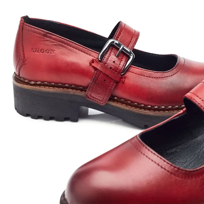 Mid Heel Shoes Women Moda In Pelle Shoon Sh Emberley Dark Red Leather