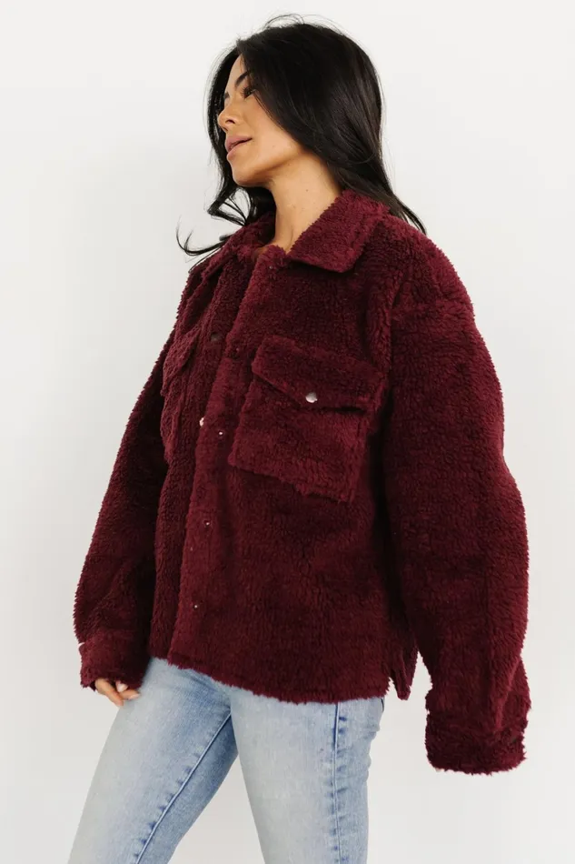 Midtown Sherpa Jacket Burgundy Women Baltic Born Outerwear