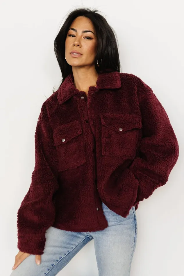 Midtown Sherpa Jacket Burgundy Women Baltic Born Outerwear