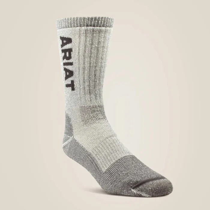 Midweight Merino Wool Blend Steel Toe Work Sock Brown Men Ariat Socks