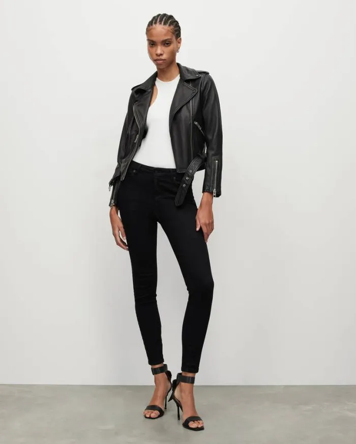 Miller MidRise Size Me Skinny Jeans Black Women AllSaints Pants and Leggings