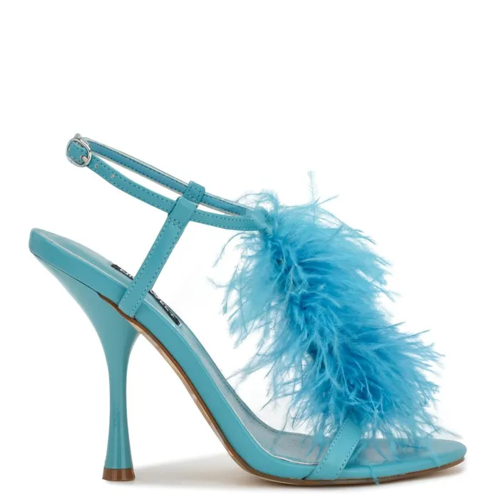 Million Ankle Strap Heeled Sandals Teal Women Nine West Dress