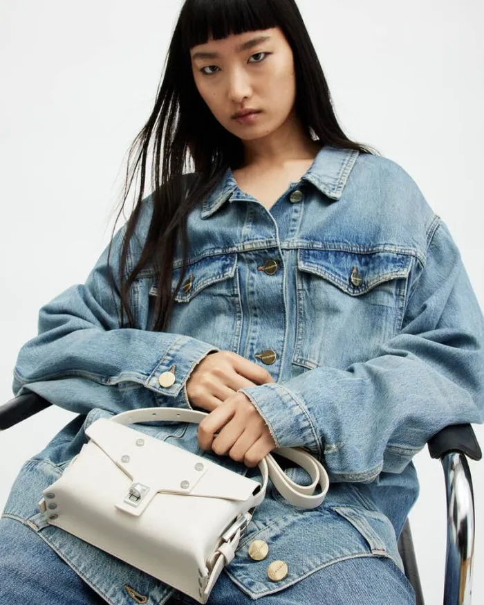 Miro Mini Leather Crossbody Bag Desert White Women AllSaints Accessories