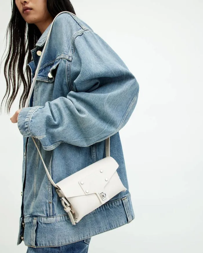 Miro Mini Leather Crossbody Bag Desert White Women AllSaints Accessories