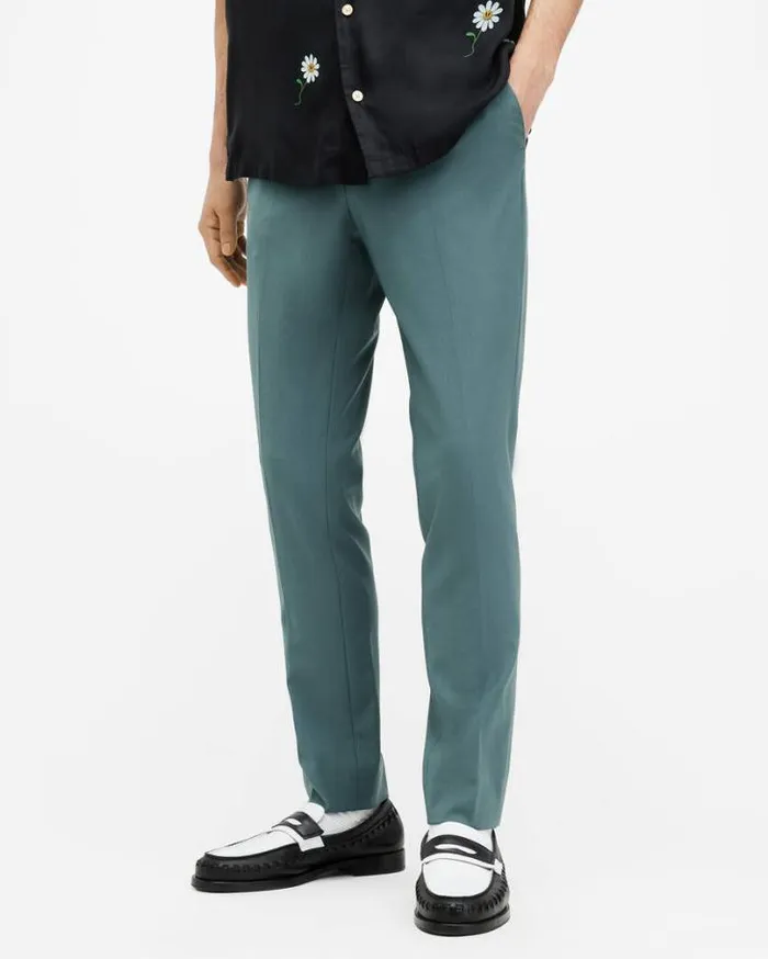 Moad Slim Fit Stretch Pants Petrol Blue Men AllSaints Pants
