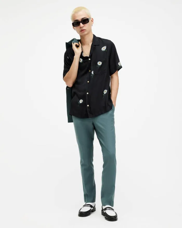 Moad Slim Fit Stretch Pants Petrol Blue Men AllSaints Pants