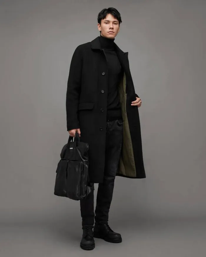 Mode Merino Roll Neck Ramskull Sweater Black Men AllSaints Sweaters