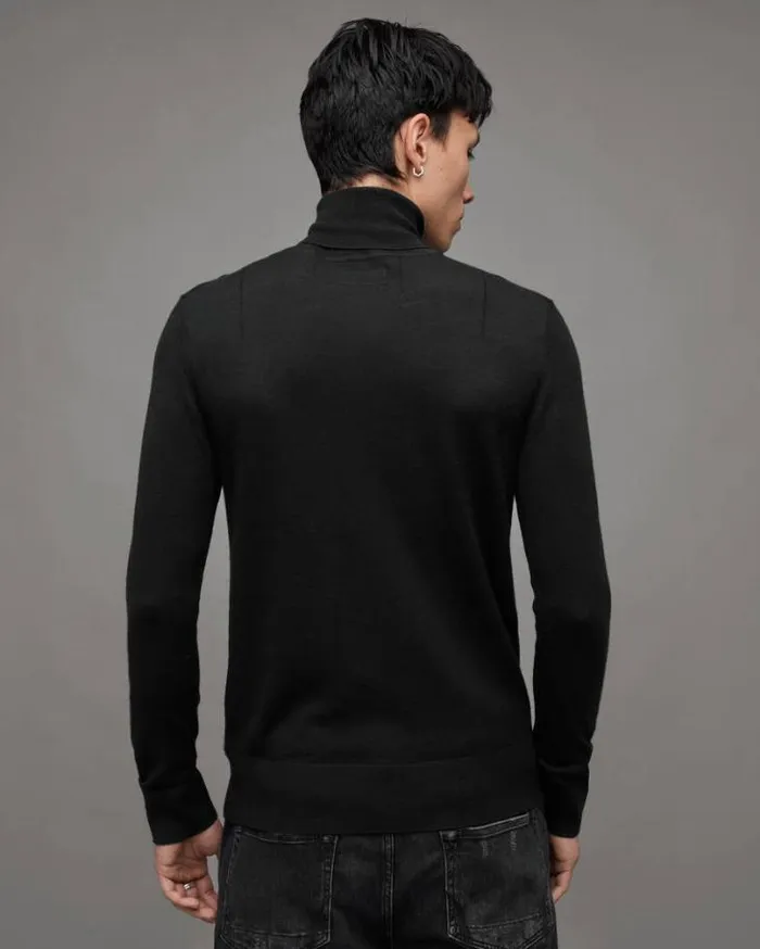 Mode Merino Roll Neck Ramskull Sweater Black Men AllSaints Sweaters