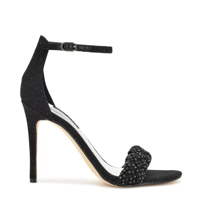 Morelov Heeled Sandals Black Crystal Women Nine West High Heels