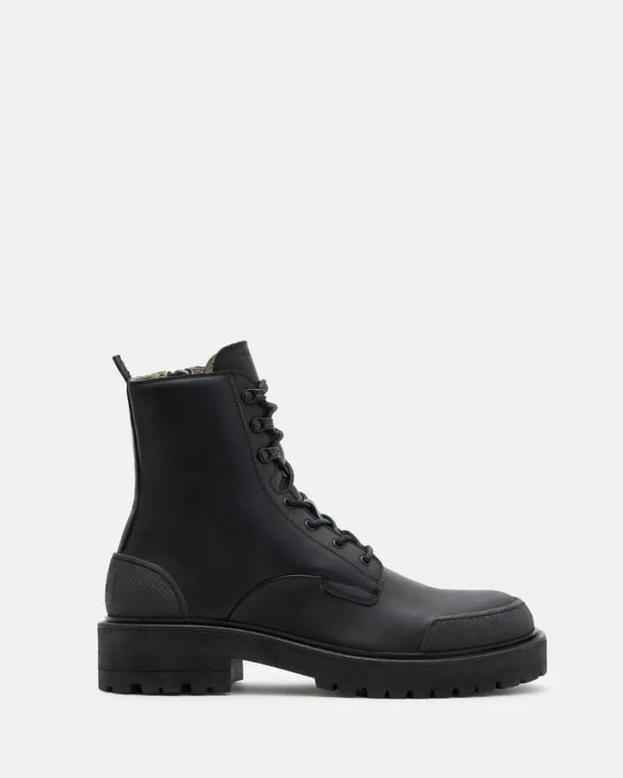 Mudfox Lace Up Chunky Leather Boots Black Men AllSaints Shoes and Boots