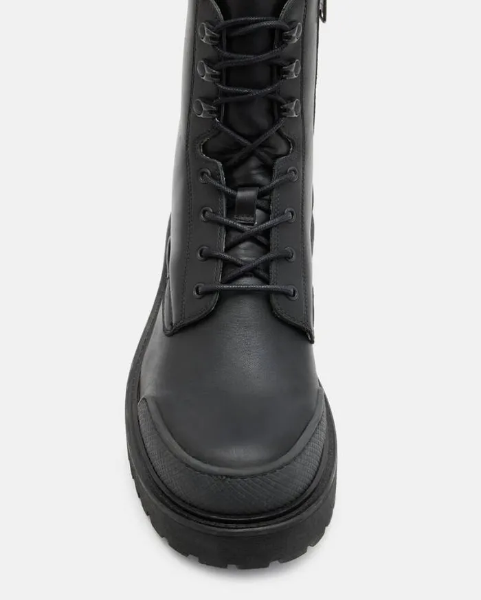 Mudfox Lace Up Chunky Leather Boots Black Men AllSaints Shoes and Boots