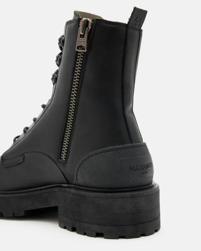 Mudfox Lace Up Chunky Leather Boots Black Men AllSaints Shoes and Boots