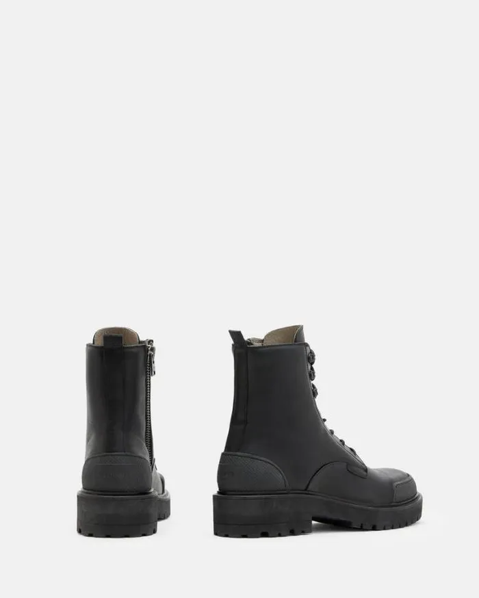Mudfox Lace Up Chunky Leather Boots Black Men AllSaints Shoes and Boots