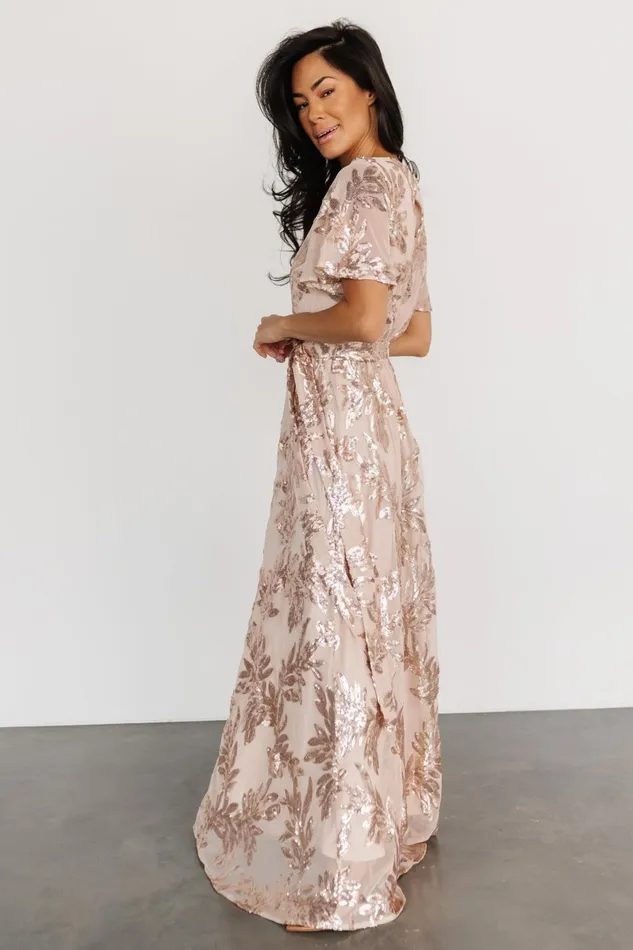 Muse Sequin Maxi Dress Rose Gold Women Baltic Born Embellished Sequin