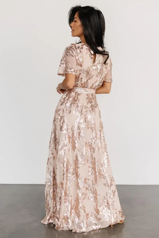 Muse Sequin Maxi Dress Rose Gold Women Baltic Born Embellished Sequin