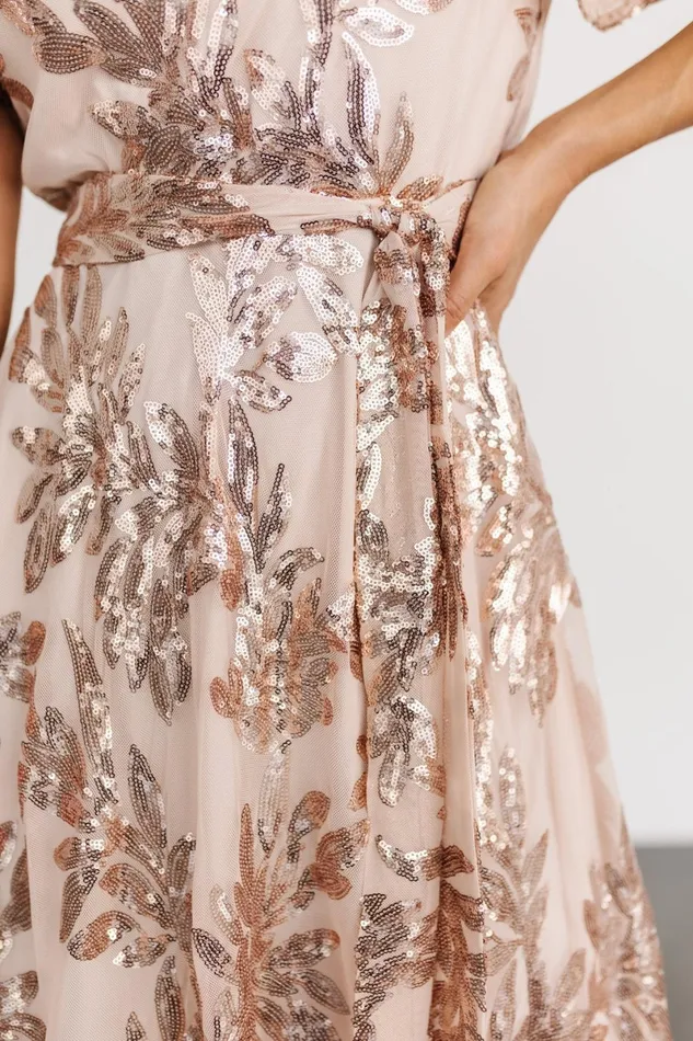 Muse Sequin Maxi Dress Rose Gold Women Baltic Born Embellished Sequin