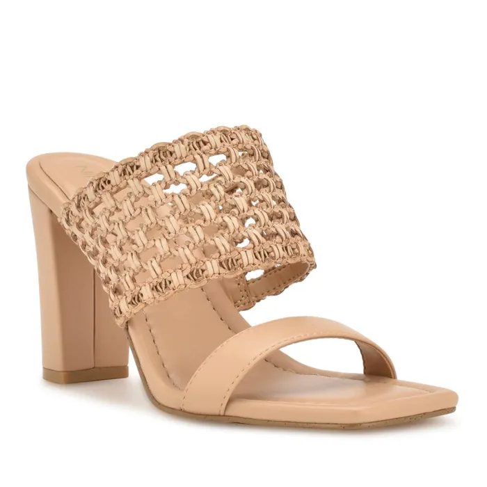 Mylas Heeled Slide Sandals Light Natural Women Nine West Dress Mylas Heeled Slide Sandals Light Natural Women Nine West Dress