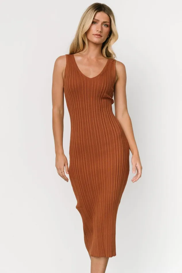 Napa V Neck Tank Dress Copper Women Baltic Born Midi Dresses Napa V Neck Tank Dress Copper Women Baltic Born Midi Dresses