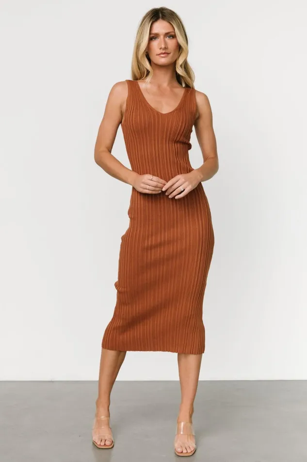 Napa V Neck Tank Dress Copper Women Baltic Born Midi Dresses Napa V Neck Tank Dress Copper Women Baltic Born Midi Dresses