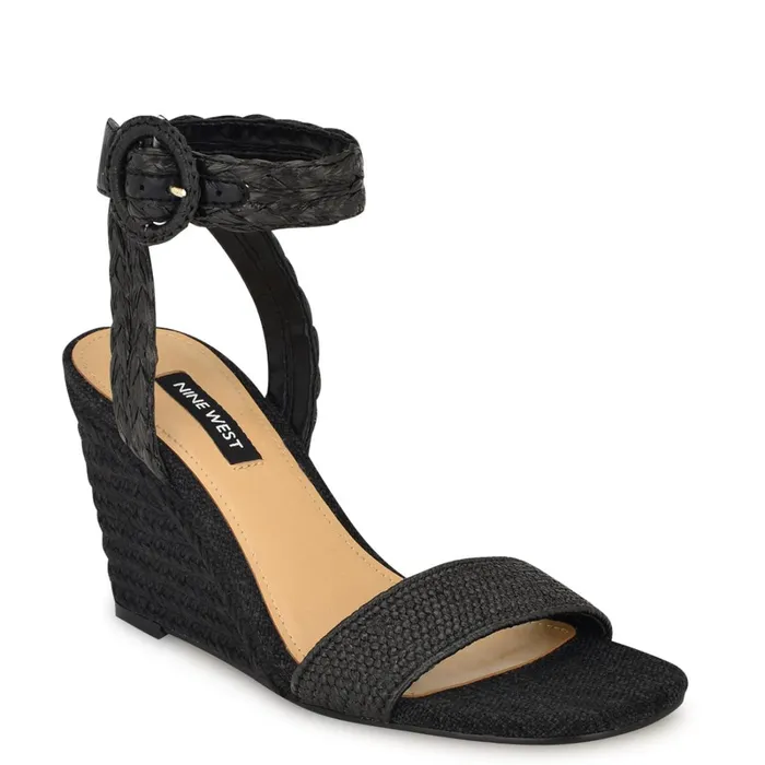 Nerisa Espadrille Wedge Sandals Black Women Nine West Wedges Nerisa Espadrille Wedge Sandals Black Women Nine West Wedges