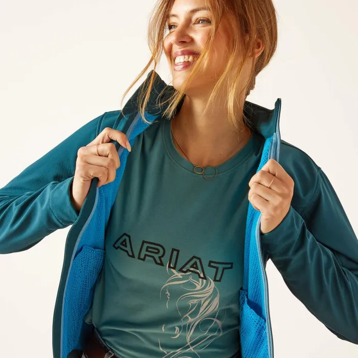 New Team Softshell Jacket Reflecting Pond Women Ariat Jackets and Vests New Team Softshell Jacket Reflecting Pond Women Ariat Jackets and Vests