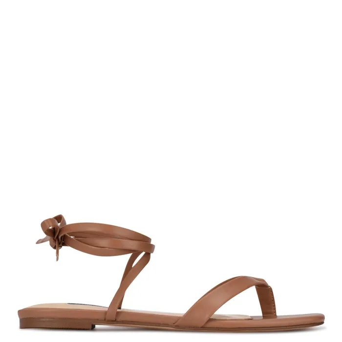 News Ankle Wrap Flat Sandals Natural Women Nine West Flats