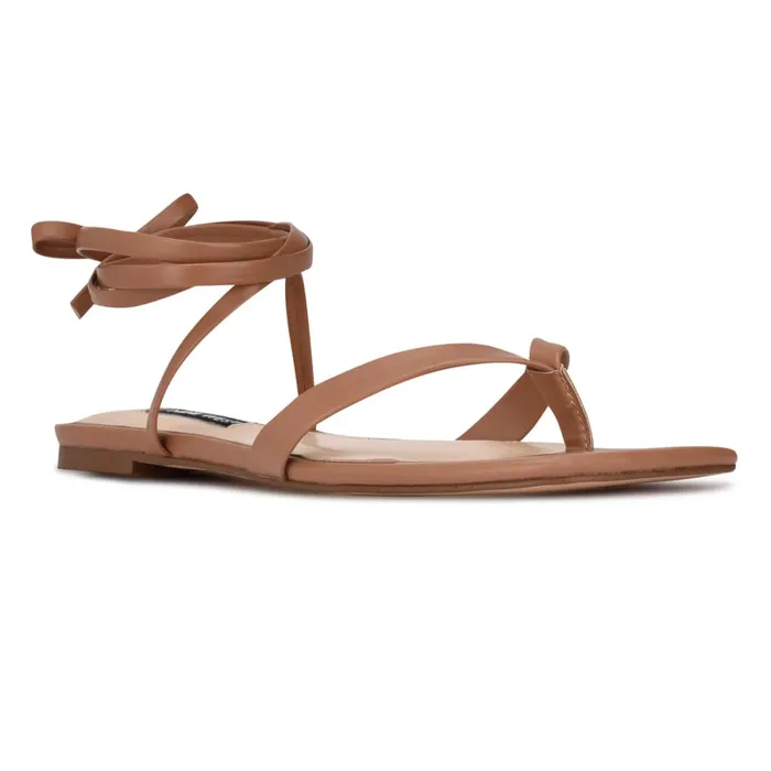 News Ankle Wrap Flat Sandals Natural Women Nine West Flats News Ankle Wrap Flat Sandals Natural Women Nine West Flats