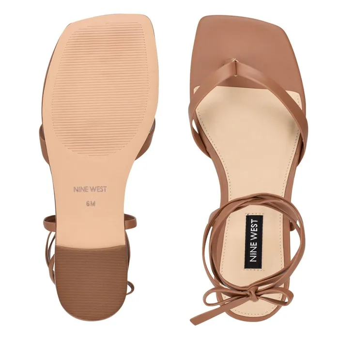 News Ankle Wrap Flat Sandals Natural Women Nine West Flats News Ankle Wrap Flat Sandals Natural Women Nine West Flats