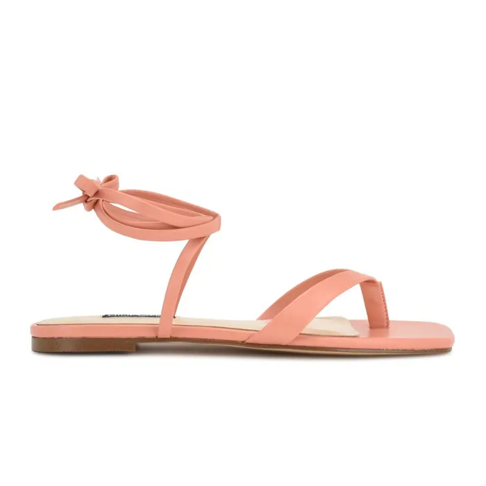 News Ankle Wrap Flat Sandals Peach Women Nine West Sandals