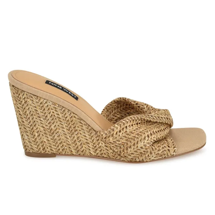 Nikhil Twist Wedge Sandals Natural Raffia Women Nine West Wedges