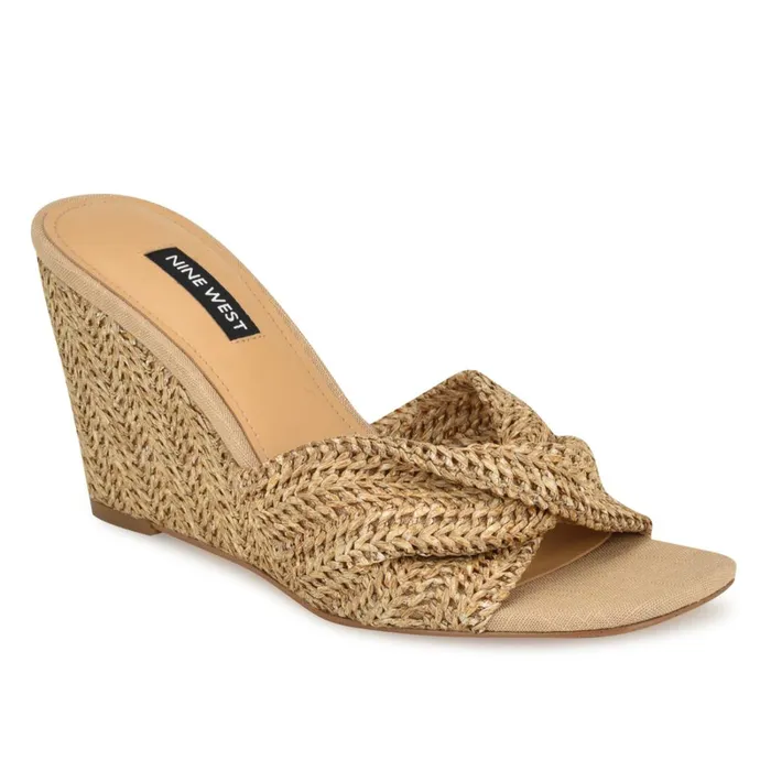 Nikhil Twist Wedge Sandals Natural Raffia Women Nine West Wedges Nikhil Twist Wedge Sandals Natural Raffia Women Nine West Wedges