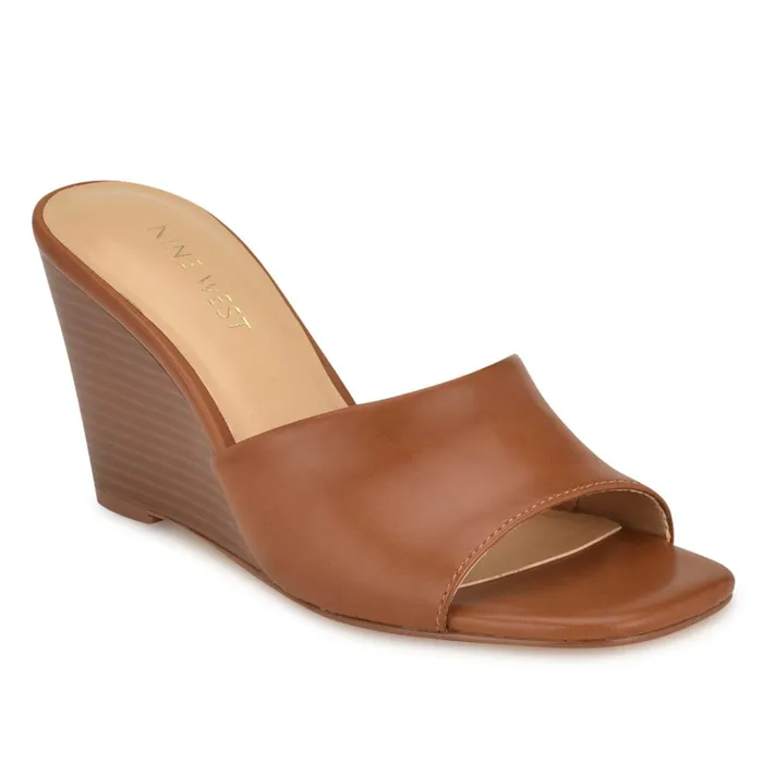 Niya SlipOn Wedge Sandals Dark Natural Women Nine West Sandals Niya SlipOn Wedge Sandals Dark Natural Women Nine West Sandals