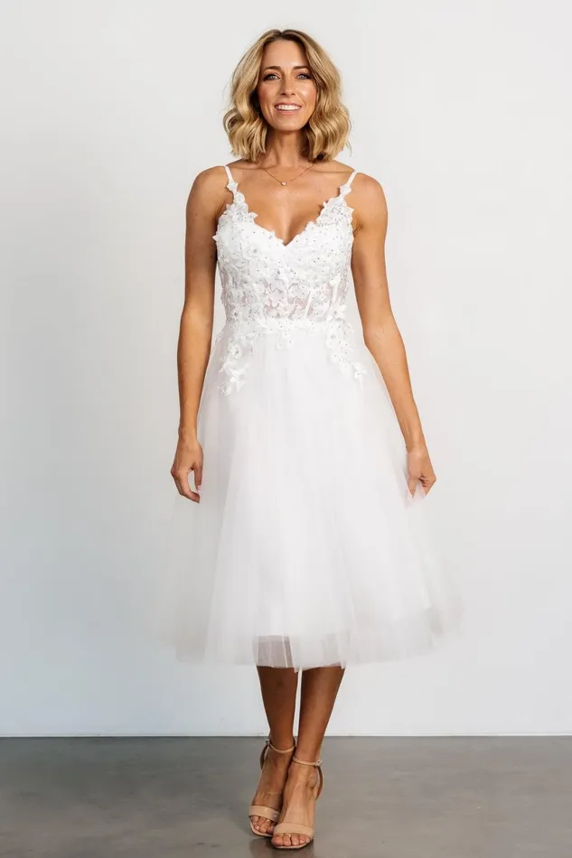 Noelle Shimmer Midi Dress Off White Women Baltic Born Tulle Styles