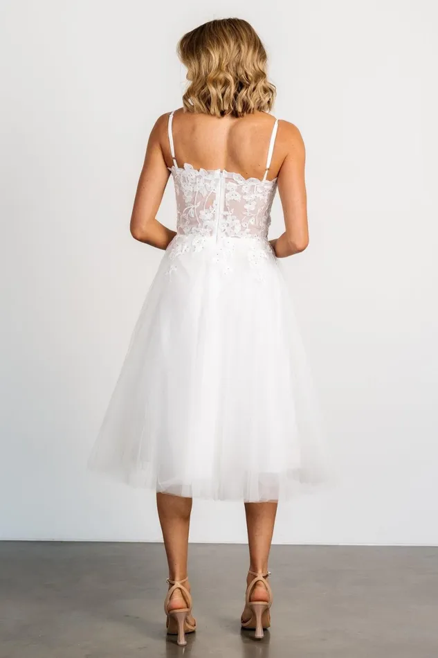 Noelle Shimmer Midi Dress Off White Women Baltic Born Tulle Styles