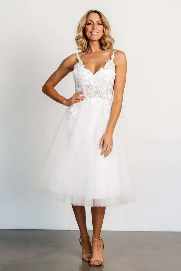 Noelle Shimmer Midi Dress Off White Women Baltic Born Tulle Styles