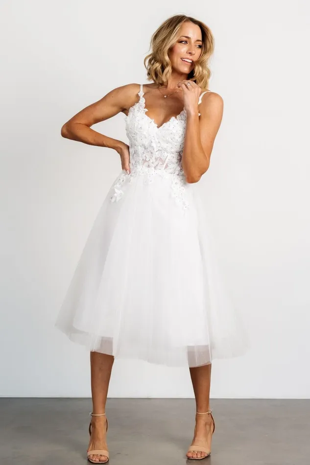 Noelle Shimmer Midi Dress Off White Women Baltic Born Tulle Styles
