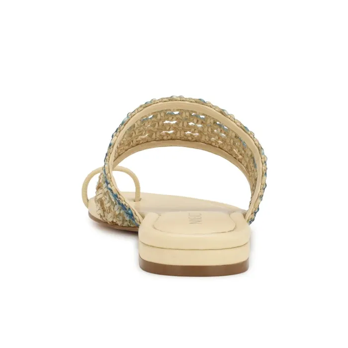 Nolah Flat Slide Sandals Cream Blue Ombre Women Nine West Low Heel Nolah Flat Slide Sandals Cream Blue Ombre Women Nine West Low Heel